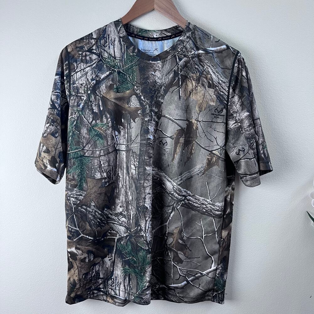Terramar Break-Up‎ RealTree Camo Hunting Short Sleeve Men's Shirt Size Large